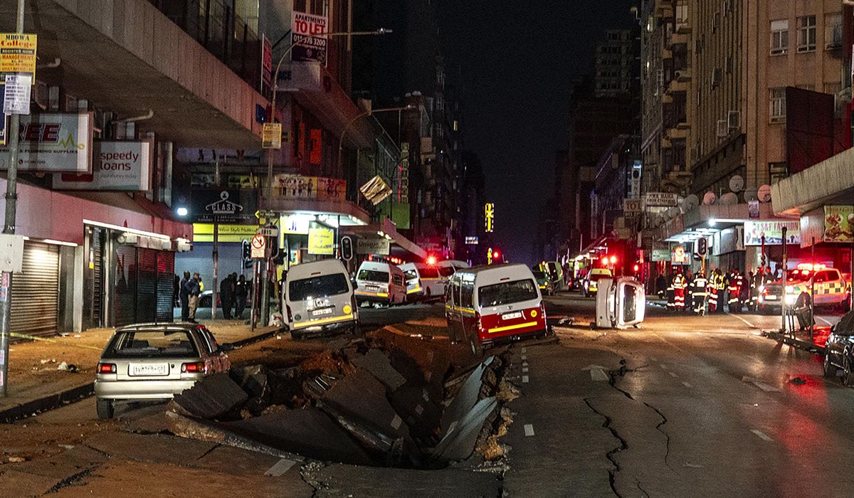 Johannesburg roads rip open, cars flip during rush hour after suspected gas explosion